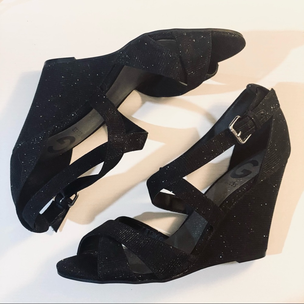 Guess Sparkle Criss-cross Ankle Strap Wedge Sandal - Picture 2 of 7